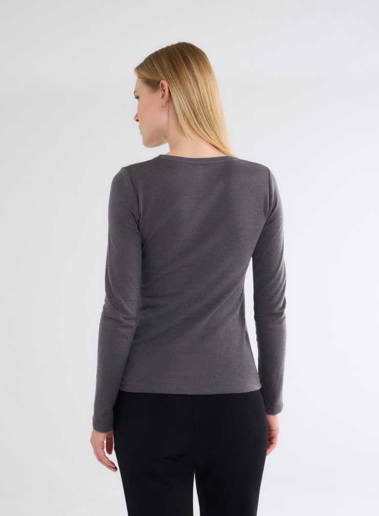 Long Sleeves Round neck T-shirt in Organic Cotton / Cashmere