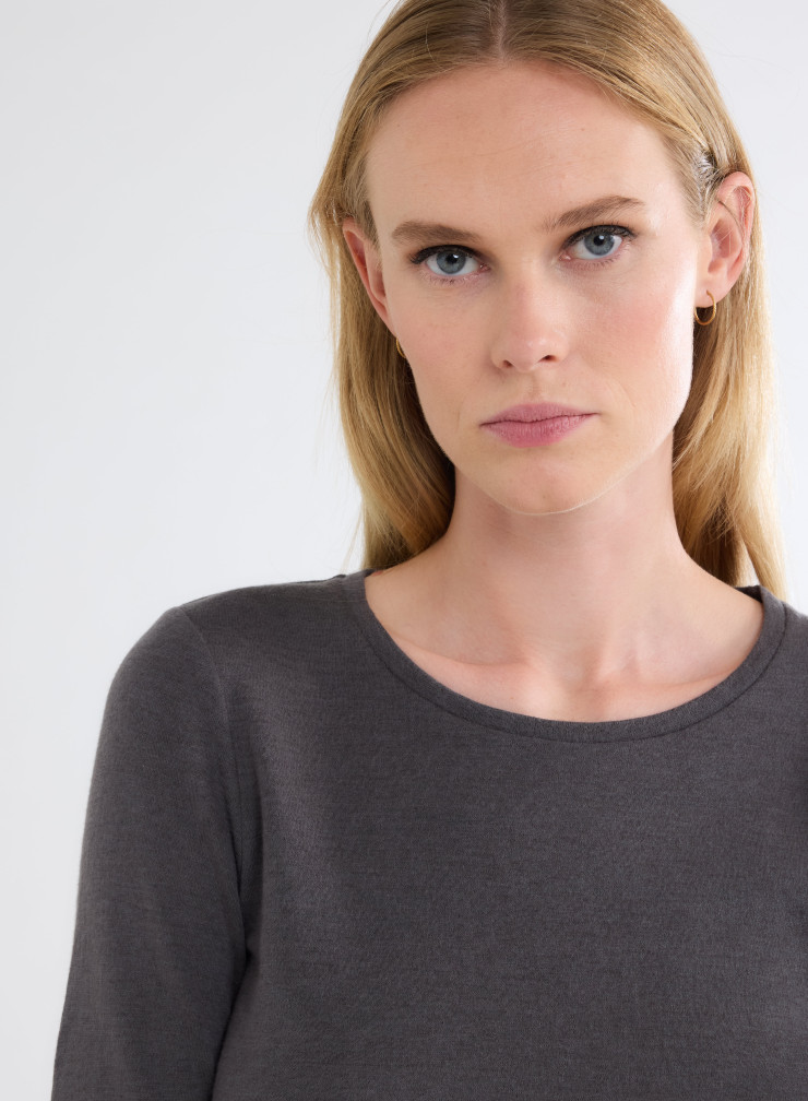 Long Sleeves Round neck T-shirt in Organic Cotton / Cashmere