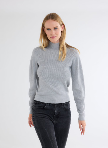 Elbow Sleeves Sweater High-neck in Merino Wool