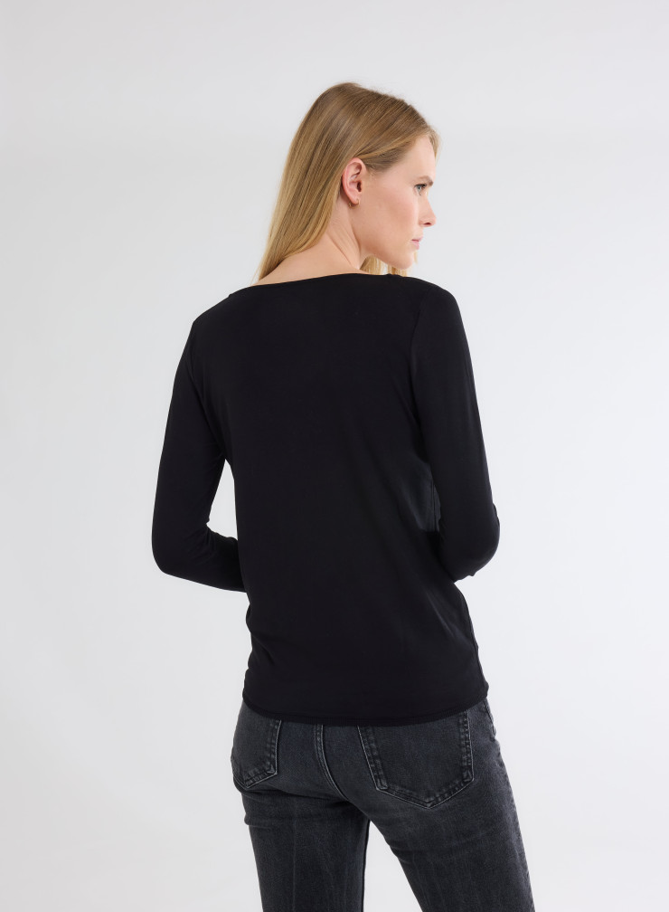 Long Sleeves V-neck Cardigan in Viscose / Elastane