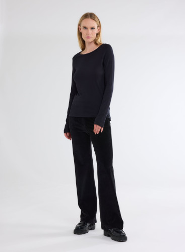 Long Sleeves Round neck T-shirt in Organic Cotton / Cashmere