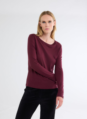 Long Sleeves Round neck T-shirt in Organic Cotton / Cashmere