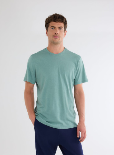 Short Sleeves Round neck T-shirt in Organic Cotton / Cashmere