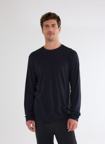 Cotton / Cashmere Long Sleeve Round Neck T-Shirt