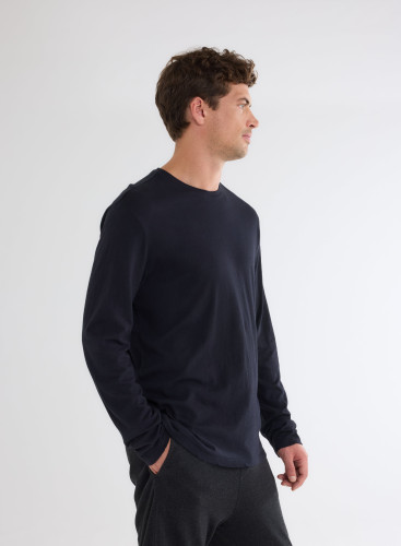 Cotton / Cashmere Long Sleeve Round Neck T-Shirt