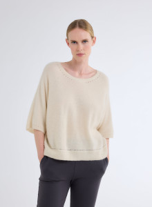 Pullovers Manches Coudes Col Bateau en Raccon wool / Polyamide