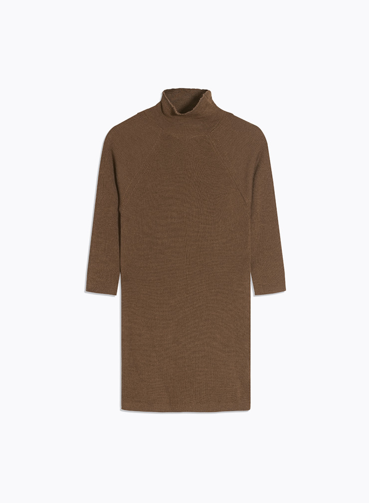 Elbow Sleeves Sweater High-neck in Merino Wool / Silk