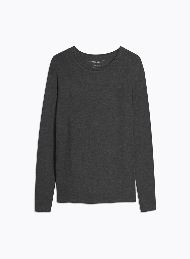 Long Sleeves Round neck T-shirt in Viscose / Elastane