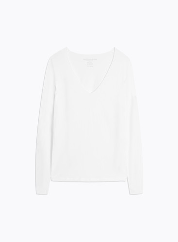 Long Sleeves V-neck T-shirt in Viscose / Elastane