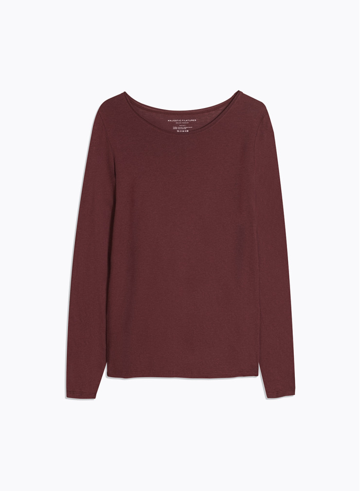 Long Sleeves Round neck T-shirt in Organic Cotton / Cashmere