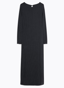 Long Sleeves Boat neck Dress in Cupro / Elastane