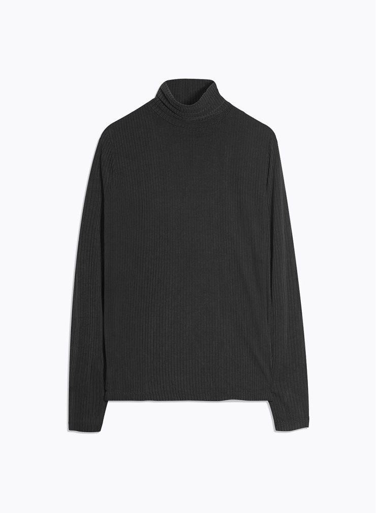 Long Sleeves Turtle neck T-shirt in Cupro / Elastane