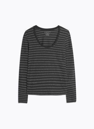 Long Sleeves U-neck T-shirt in Organic Cotton / Cashmere