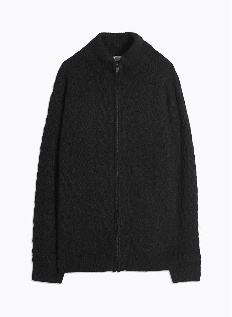 Long Sleeves High-neck Cardigan in Wool / Yack