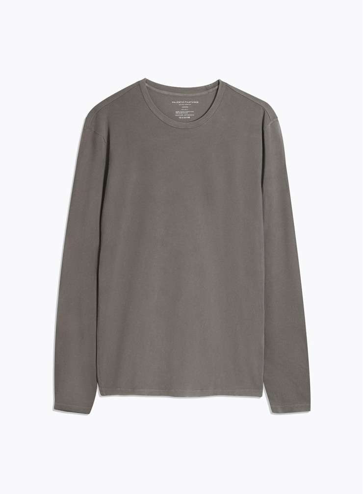 Long Sleeves Round neck T-shirt in Organic Cotton / Elastane