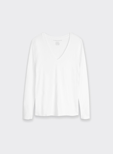 Viscose / Elastane V-Neck Long Sleeve T-Shirt