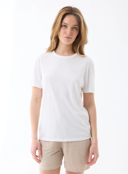 T-shirt Milk Manches Courtes Col Rond en Lyocell, Tencel / Coton organique - MAJESTIC FILATURES