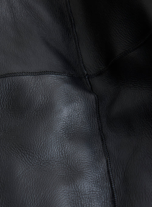 Manteau Peau Lainée Noire - MAJESTIC FILATURES