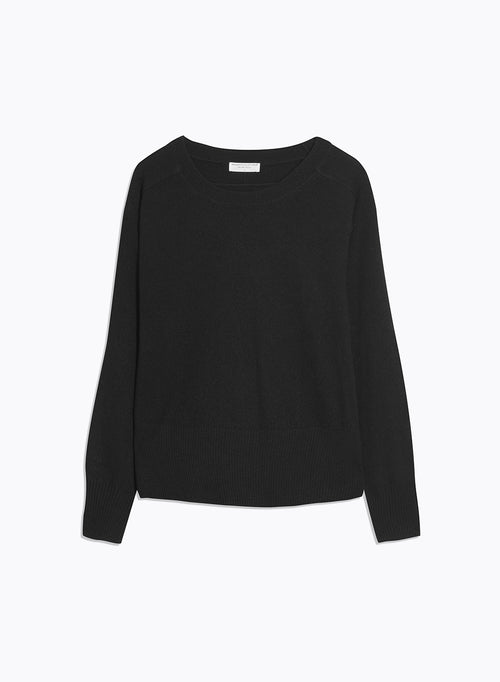 Pull Noir Col Rond Manches Longues en Cachemire - MAJESTIC FILATURES