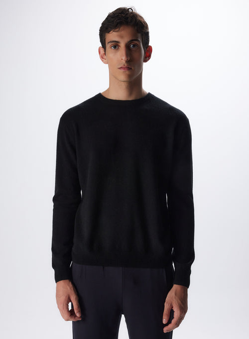 Pull Noir Col Rond Manches Longues en Cachemire - MAJESTIC FILATURES