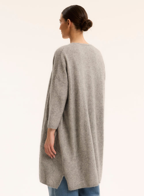 Long-sleeved grey cardigan - MAJESTIC FILATURES