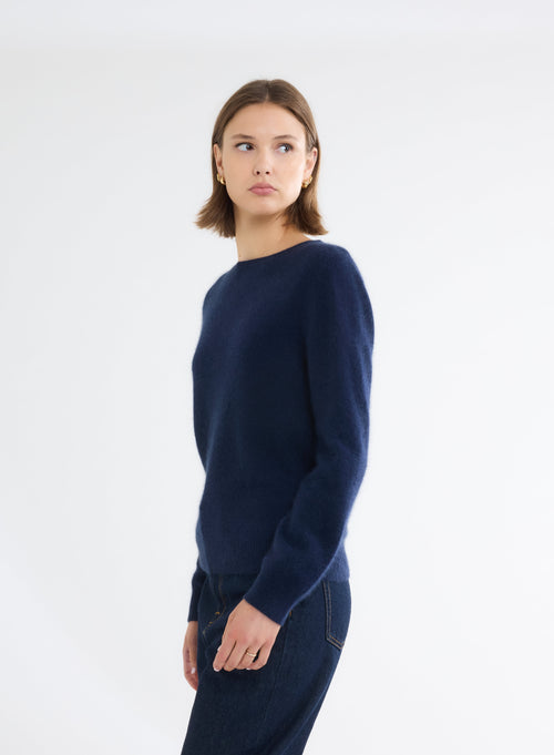 Pull Marine Col Bateau Manches Longues - MAJESTIC FILATURES