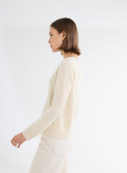 Pull Blanc Col Bateau Manches Longues - MAJESTIC FILATURES