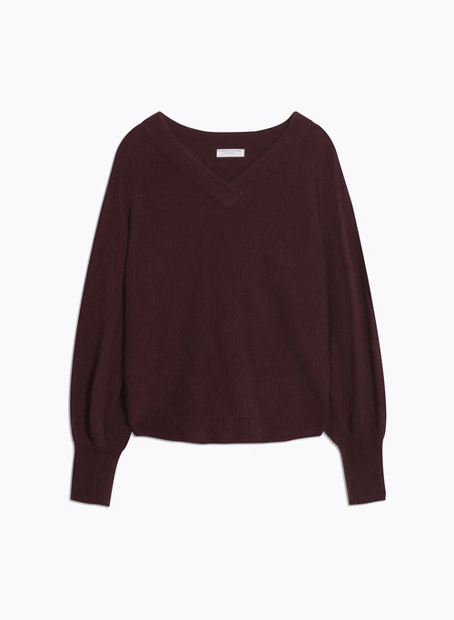 Pull Rouge Col V Manches Raglan longues - MAJESTIC FILATURES