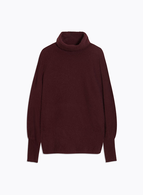 Pull Rouge Col Roulé Manches Raglan longues - MAJESTIC FILATURES