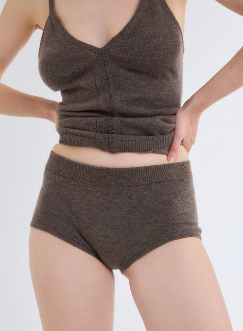 Brown Wool and Cashmere Short - MAJESTIC FILATURES