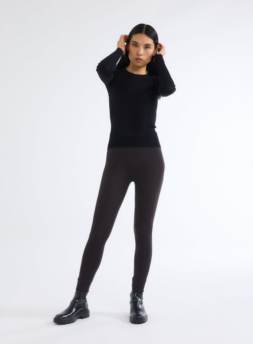 Black Round Neck Long Sleeve Sweater - MAJESTIC FILATURES