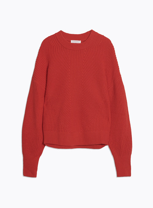 Pull Rouge Col Rond Manches Longues - MAJESTIC FILATURES