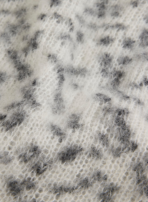 Weißer und schwarzer Pullover mit Rollkragen und langen Ärmeln aus Mohair und Merinowolle - MAJESTIC FILATURES