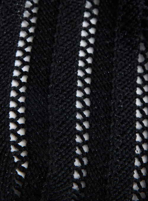 Débardeur Noir Lurex Col rond en Viscose - MAJESTIC FILATURES