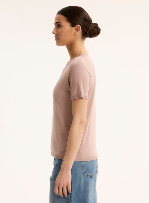 Pull Rose Col Rond Sans Manches - MAJESTIC FILATURES