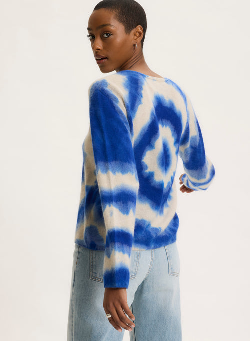 Pull Bleu Col Rond Manches Longues - MAJESTIC FILATURES