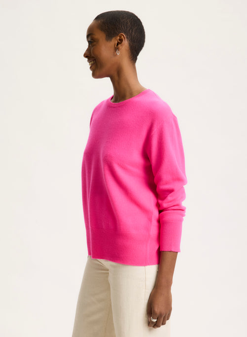 Pull Rose Col Rond Manches Longues - MAJESTIC FILATURES