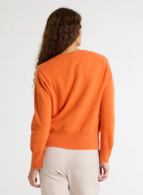 Orangefarbener Pullover mit Rundhalsausschnitt und langen Ärmeln - MAJESTIC FILATURES