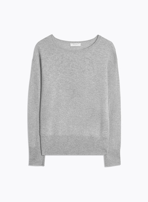 Pull Gris Col Rond Manches Longues - MAJESTIC FILATURES