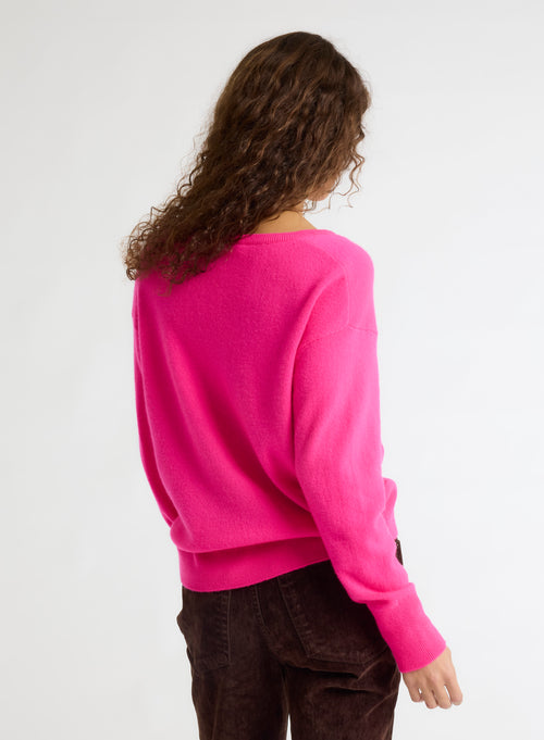 Pull Rose Col V Manches Longues - MAJESTIC FILATURES