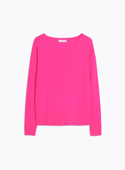 Pull Rose Col V Manches Longues - MAJESTIC FILATURES