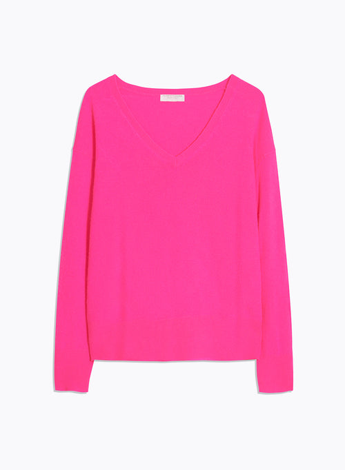 Pullover Rosa V-Ausschnitt Langarm - MAJESTIC FILATURES