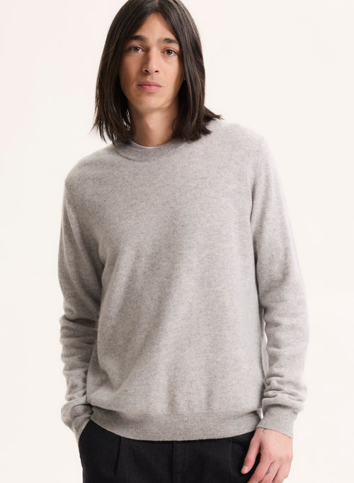 Grey Long Sleeve Round Neck Sweater - MAJESTIC FILATURES