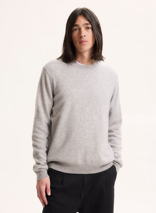 Grey Long Sleeve Round Neck Sweater - MAJESTIC FILATURES