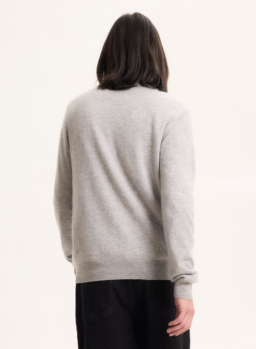 Grey Long Sleeve Round Neck Sweater - MAJESTIC FILATURES