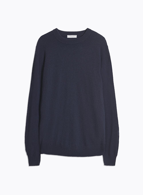 Navy Long Sleeve Crew Neck Sweater - MAJESTIC FILATURES