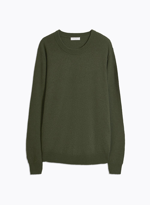 Pull Vert Col Rond Manches Longues en Cachemire - MAJESTIC FILATURES