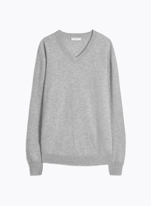 Pull Gris Col V Manches Longues - MAJESTIC FILATURES