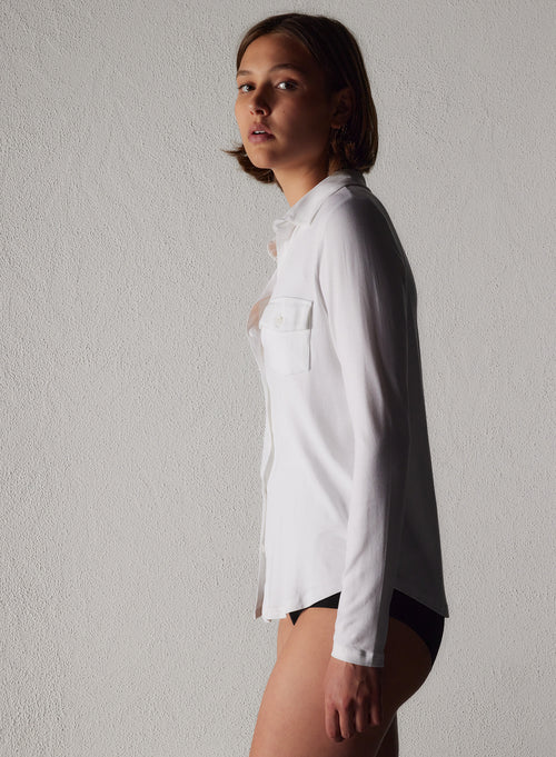 "Anna 2 pocket shirt in Vicose / Elastane" - MAJESTIC FILATURES