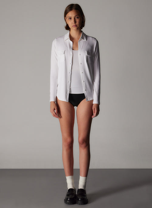 "Anna 2 pocket shirt in Vicose / Elastane" - MAJESTIC FILATURES